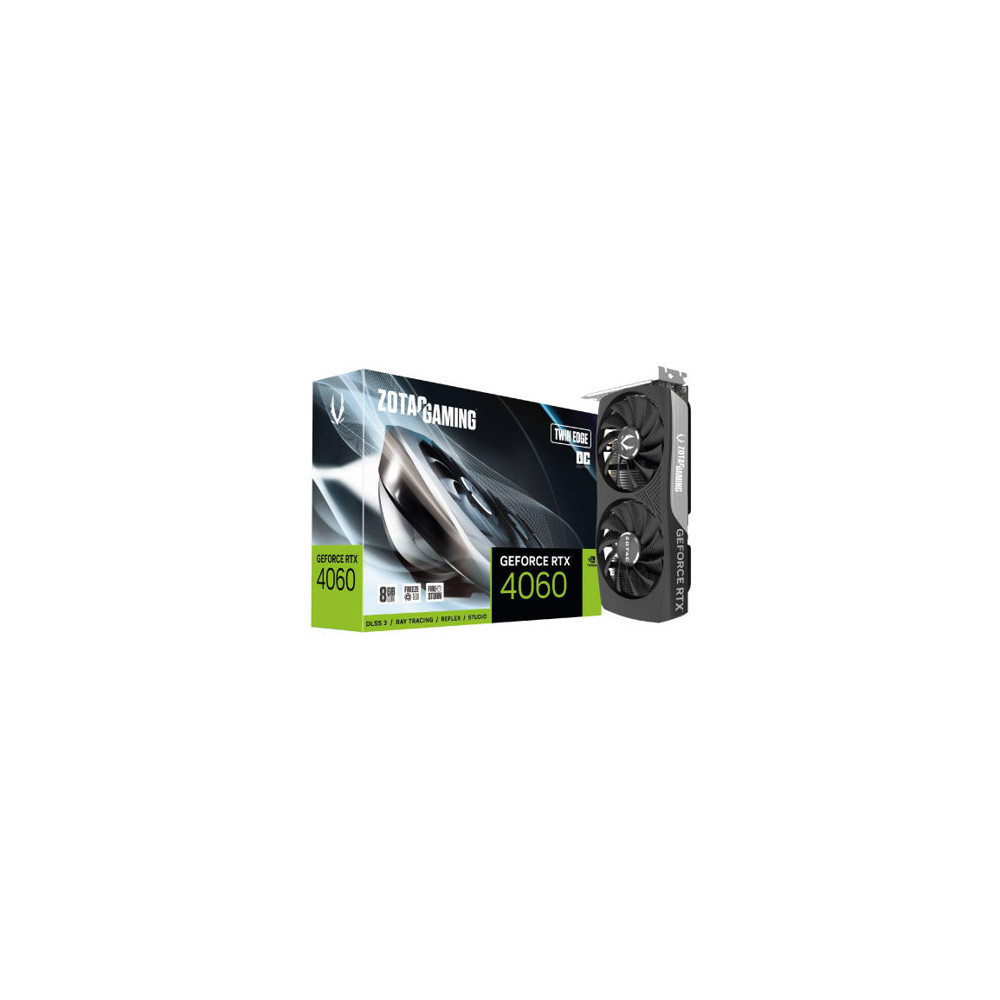 Tarjeta de Video Zotac Twin Edge GeForce RTX4060 OC 8GB Dual Fan GDDR6 128-bit PCIe 4.0 3xDP 1xHDMI [ ZT-D40600H-10M ]