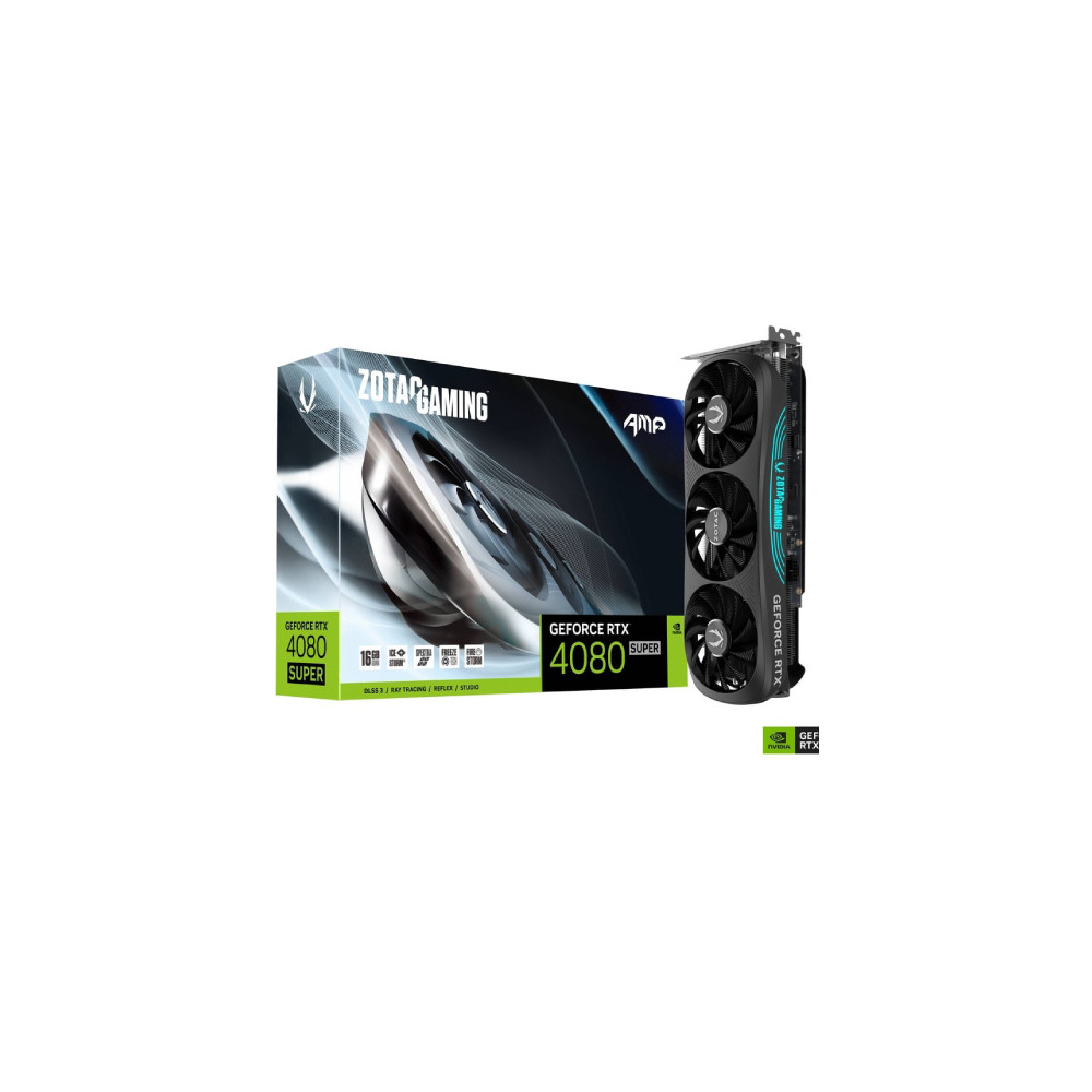 Tarjeta de Video Zotac AMP GeForce RTX4080 Super 16GB RGB Triple Fan GDDR6X 256-bit 3xDP 1xHDMI [ ZT-D40820F-10P ]