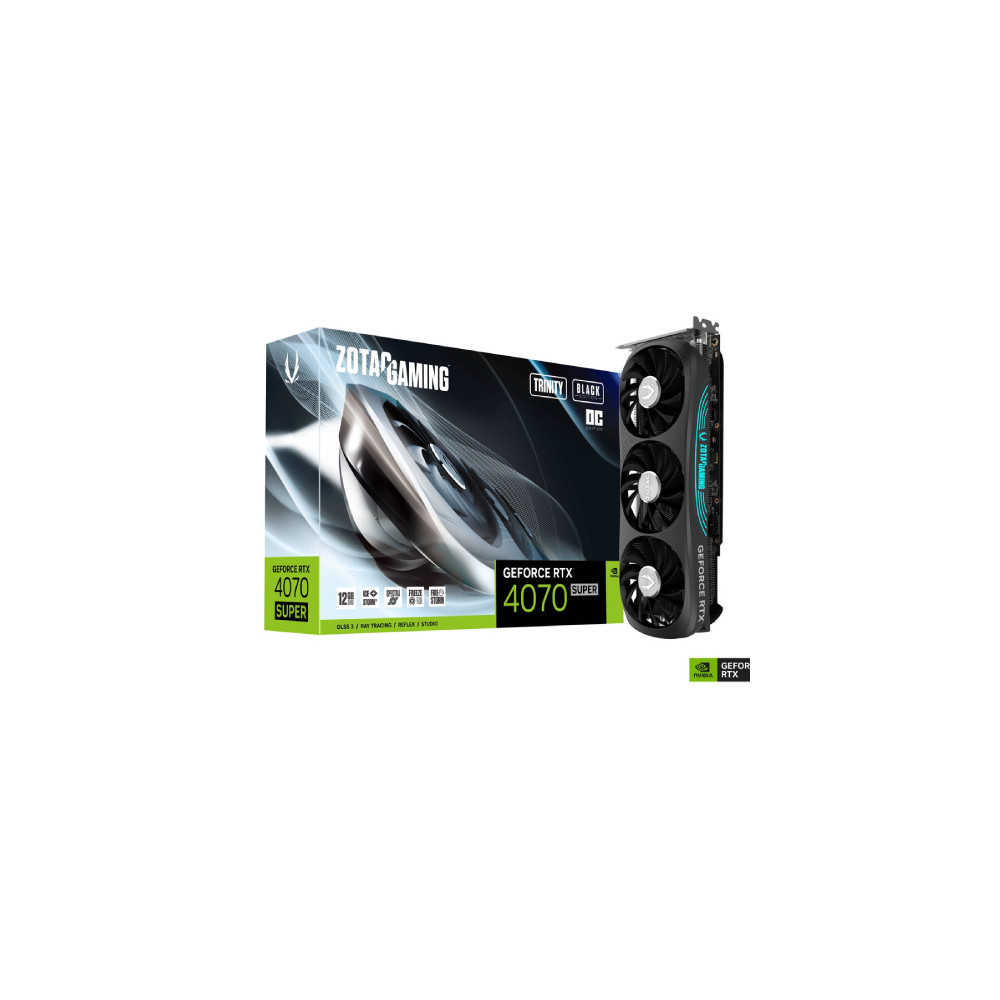 Tarjeta de Video Zotac Trinity Black Edition GeForce RTX4070 Super OC 12GB RGB Triple Fan GDDR6X PCI [ ZT-D40720J-10P ]