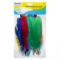 Plumas Barrilito Grandes Colores Surtidos Bolsa C/24 Pzas [ F024 ]