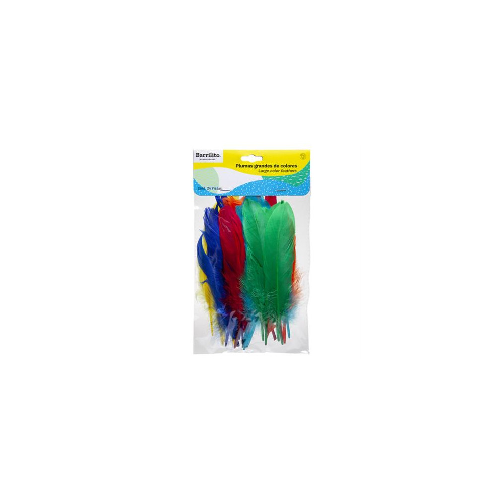 Plumas Barrilito Grandes Colores Surtidos Bolsa C/24 Pzas [ F024 ]