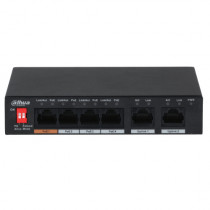 Switch PoE de 6 Puertos Fast Ethernet/ 4 Puertos PoE/ 2 Puertos Uplink/ 60 Watts Totales/ Soporta Po [ DH-PFS3006-4ET-60 ]