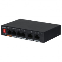 Switch PoE de 6 Puertos Fast Ethernet/ 4 Puertos PoE/ 2 Puertos Uplink/ 60 Watts Totales/ Soporta Po [ DH-PFS3006-4ET-60 ]