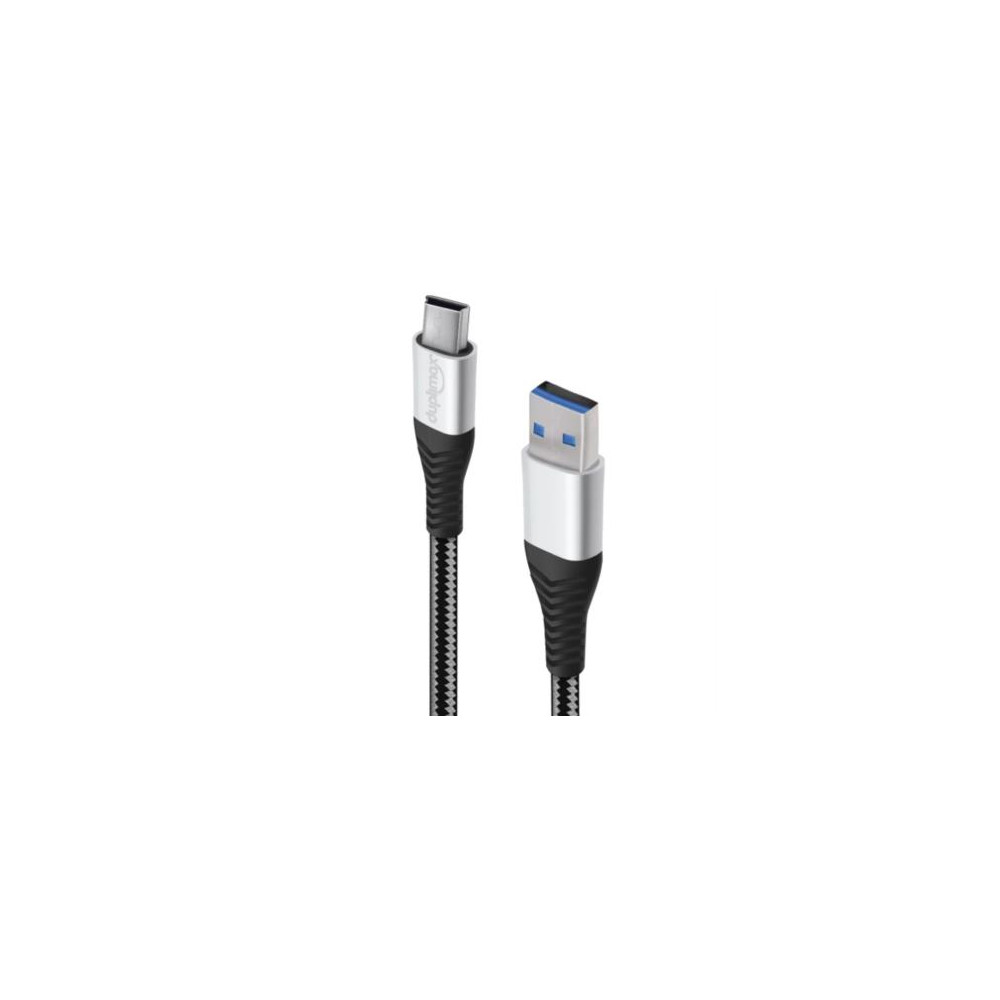 Cable Duplimax Platinum Micro USB 1.5m Nylon Color Negro con Plata [ 225020 ]