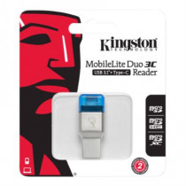 Lector Micro SD Kingston MobileLite Duo 3C para Tarjetas MicroSD/USB Tipo C [ FCR-ML3C ]