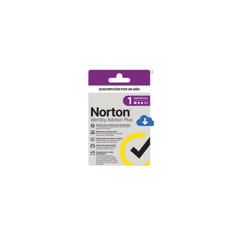 Licencia Antivirus ESD Norton Identity Advisor Plus 1 Ao 1 Dispositivo 21443291 [ ESDNRT770 ]