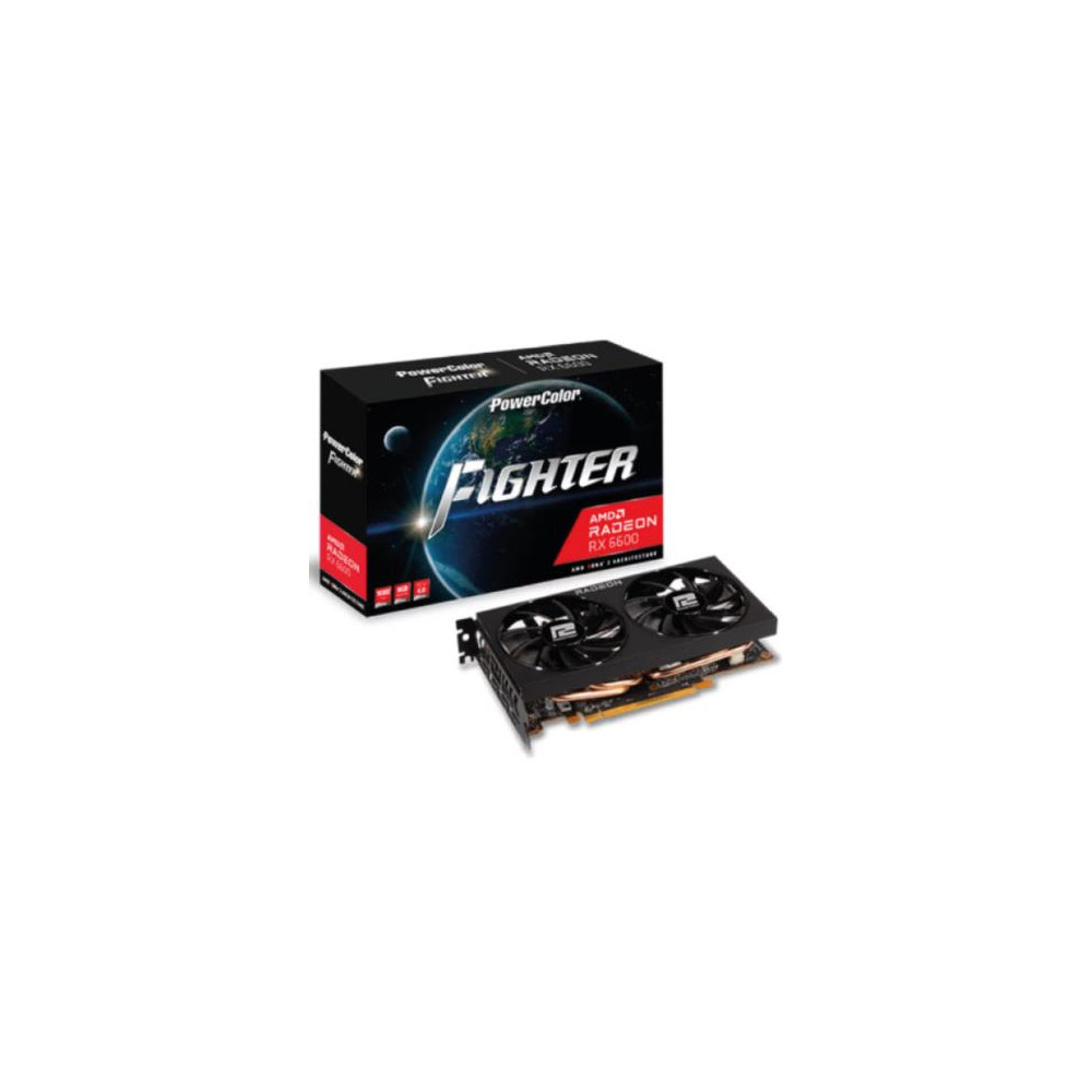 Tarjeta de Video AMD PowerColor Fighter Radeon RX6600 8GB Dual Fan GDDR6 PCIe 4.0 128-bit 1xHDMI 3xD [ AXRX-6600-8GBD6-3DH ]