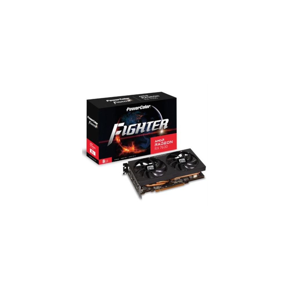 Tarjeta de Video AMD PowerColor Fighter Radeon RX7600 8GB Dual Fan GDDR6 PCIe 4.0 128-bit 1xHDMI 3xD [ RX-7600-8G-F ]