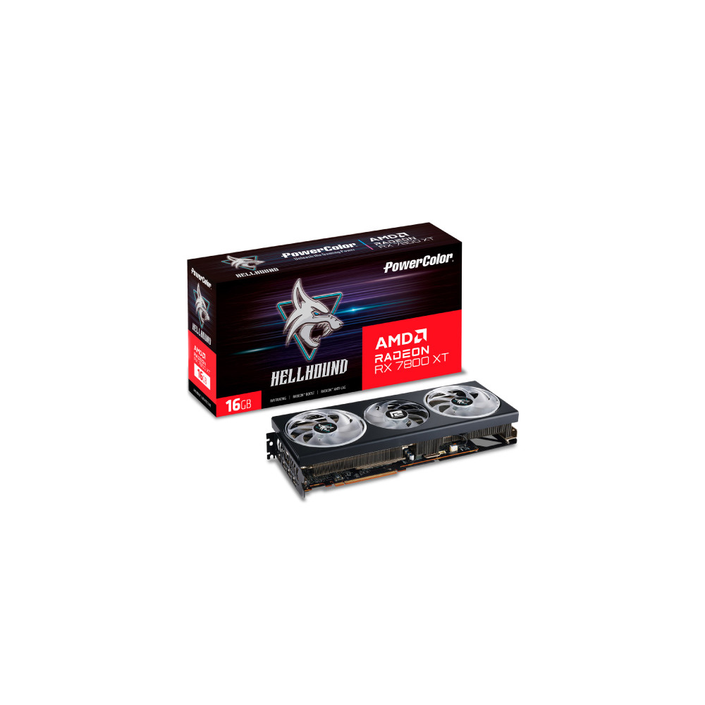 Tarjeta de Video AMD PowerColor Hellhound Radeon RX7800XT 16GB OC Triple Fan RGB GDDR6 PCIe 4.0 256- [ RX7800XT-16G-LOC ]