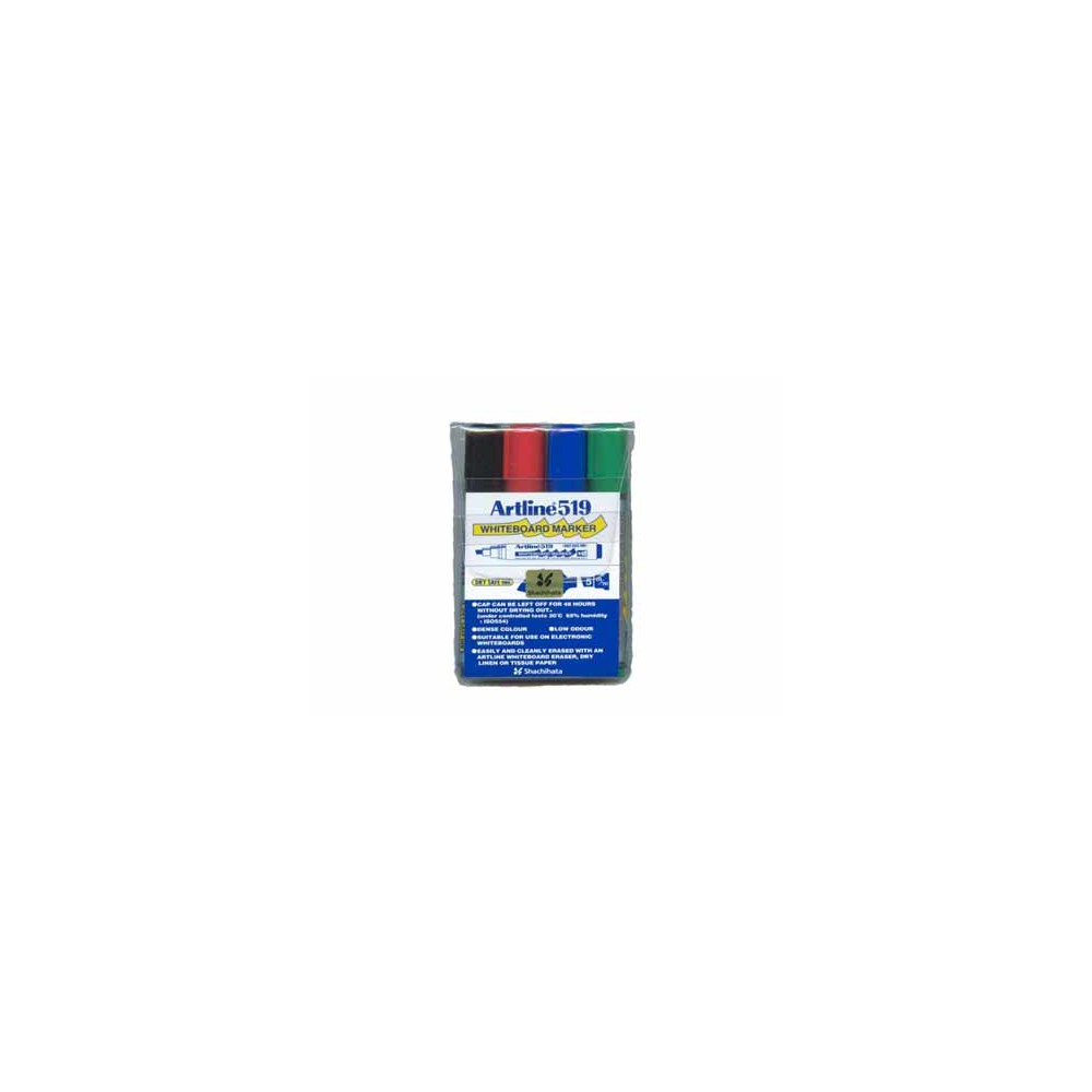 Marcador Artline Estuche Pizarron Plastico C/4 Pzas [ EK159A4W ]