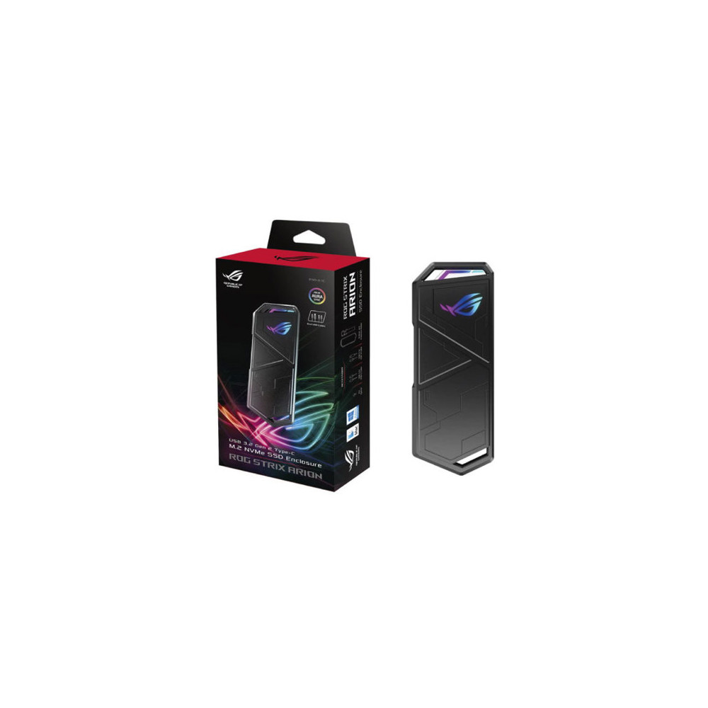 Enclusure para SSD Asus ROG Strix Arion M.2 2280/2260/2242/2230 USB 3.2 Tipo C Windows MAC Android B [ ESD-S1CBLKGAS ]