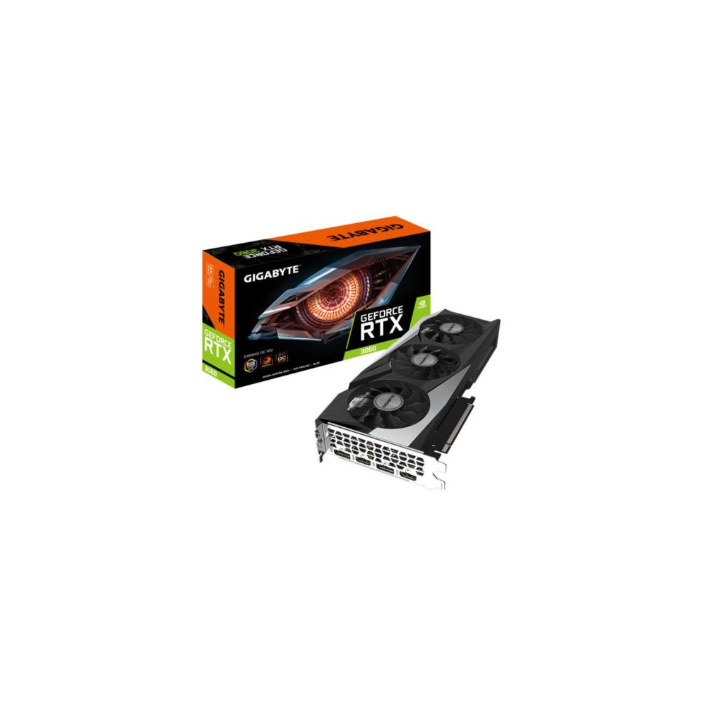 Tarjeta de Video Gigabyte Gaming GeForce RTX3060 OC 12GB RGB Triple Fan GDDR6 PCIe 4.0 2xHDMI 2xDP [ GV-N3060GAMING-OC-12GD ]