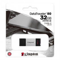 Memoria USB Kingston DataTraveler 80 32GB USB-C 3.2 Gen 1 Color Plata-Negro [ DT8032GB ]