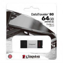 Memoria USB Kingston DataTraveler 80 64GB USB-C 3.2 Gen 1 Color Plata-Negro [ DT8064GB ]