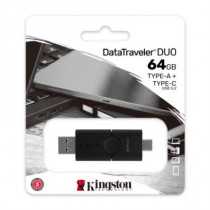 Memoria USB Kingston DataTraveler Duo 64 GB Tipo C 3.2 Gen1 Color Negro [ DTDE64GB ]