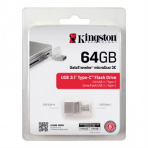 Memoria USB Kingston DataTraveler MicroDuo 3C 64 GB Tipo C 3.0/3.1 Color Gris [ DTDUO3C64GB ]