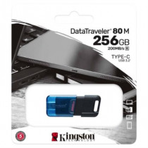 Memoria USB Kingston DataTraveler 80 M 256GB USB-C 3.2 Lectura 200MB/s Color Negro-Azul [ DT80M256GB ]