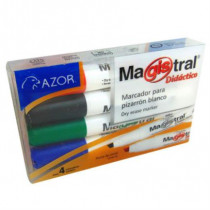 Marcador Magistral Didctico Pizarrn Blanco Colores Surtidos C/4 Pzas [ 8354 ]