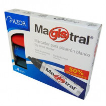 Marcador Magistral Aluminio Pizarrn Blanco Colores Surtidos C/4 Pzas [ 830-4 ]