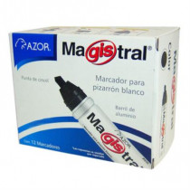 Marcador Magistral Aluminio Pizarrn Blanco Color Negro C/12 Pzas [ 830-12NE ]