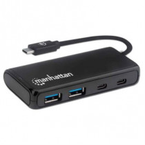 Hub Manhattan USB 3.2 Gen1 4 Puertos Color Negro [ 164894 ]