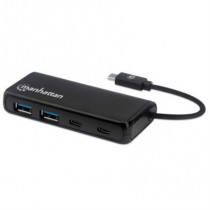 Hub Manhattan USB 3.2 Gen1 4 Puertos Color Negro [ 164894 ]