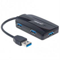 Hub Manhattan USB 3.0 Sper Velocidad Lector/Grabador de Tarjetas Color Negro [ 163590 ]