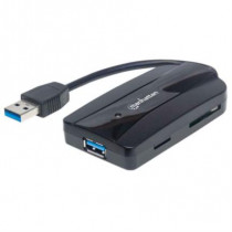 Hub Manhattan USB 3.0 Sper Velocidad Lector/Grabador de Tarjetas Color Negro [ 163590 ]