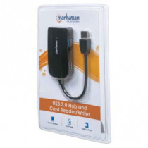 Hub Manhattan USB 3.0 Sper Velocidad Lector/Grabador de Tarjetas Color Negro [ 163590 ]