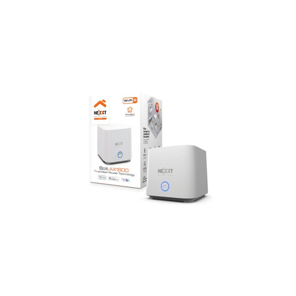 Router Nexxt Home Bolt AX1800 Tecnologa Mesh Conecta Hasta 150 Dispositivos Cobertura 185m2 1 Pieza  [ NCM-X1800 ]