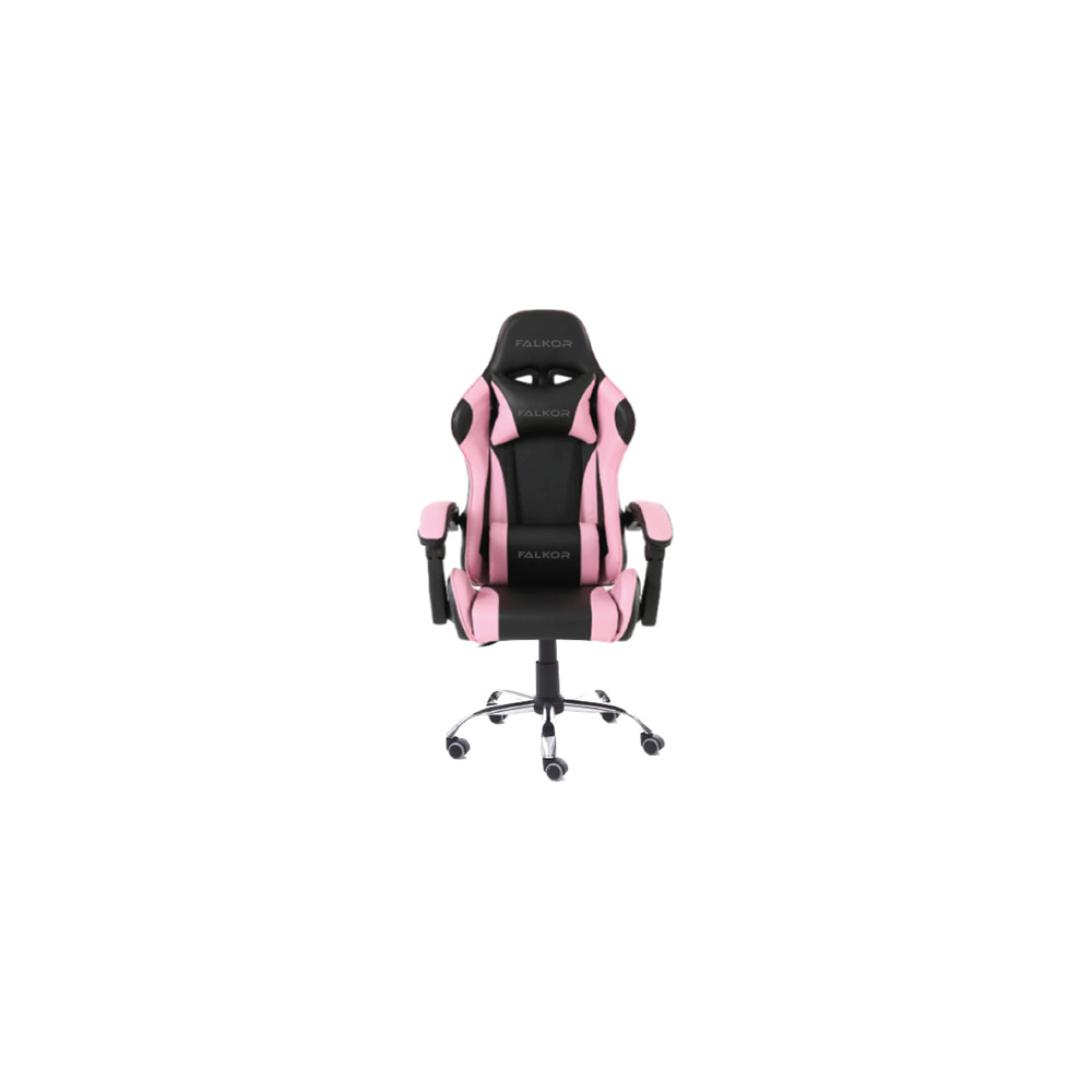 Silla Gamer Ergonmica Modelo Falkor Color Negro-Rosa [ NE-461RS ]