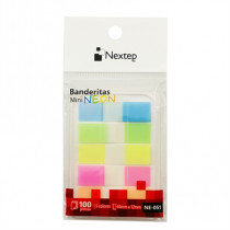 Banderitas Nextep Mini Neon 5 Colores 100 Piezas c/10 Estuches [ NE-051 ]