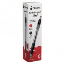 Boligrafo Nextep Gel Retractil Mediano 0.7mm Negro c/6 [ NE-062N ]