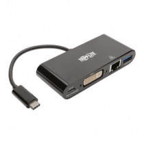 Adaptador Multipuerto Tripp Lite USB-C/Dvi/USB-A/GbE Carga PD Color Negro [ U444-06N-DGUB-C ]