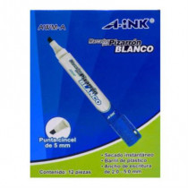 Marcador A-Ink Pizarrn Blanco Punta Cincel 5mm Color Azul C/12 Pzas [ AWM-A ]