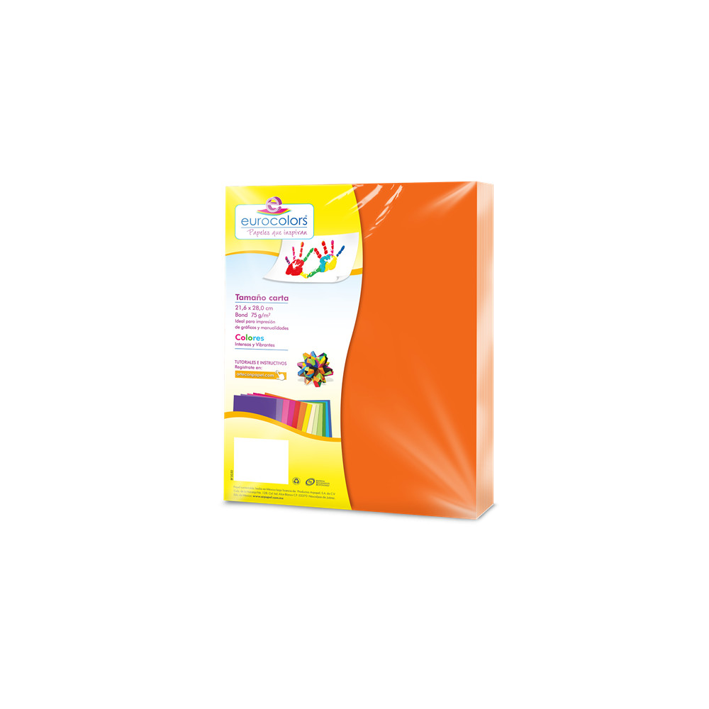 PAPEL CORTADO EUROCOLORS CARTA NARANJA ZANAHORIA C/100 [ EC0080 ]