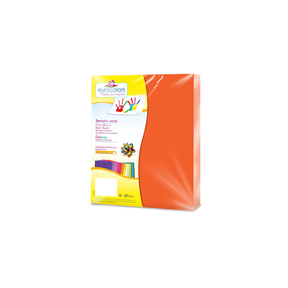 PAPEL CORTADO EUROCOLORS CARTA NARANJA NEON C/100 [ EC0096 ]